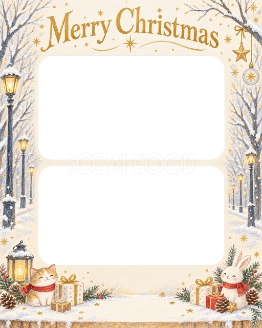 冬の並木のクリスマスイラスト