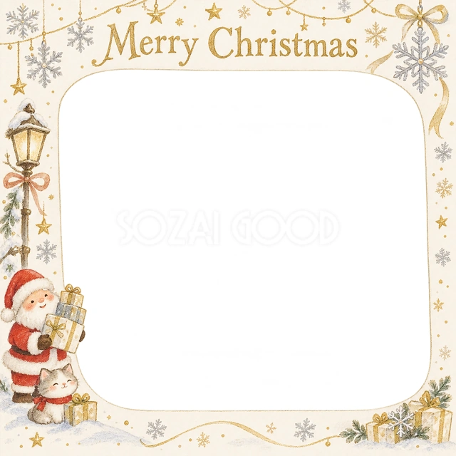 銀の雪結晶のクリスマスイラスト