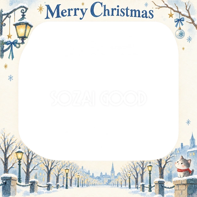 冬の並木のクリスマスイラスト