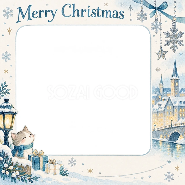 銀の雪結晶のクリスマスイラスト