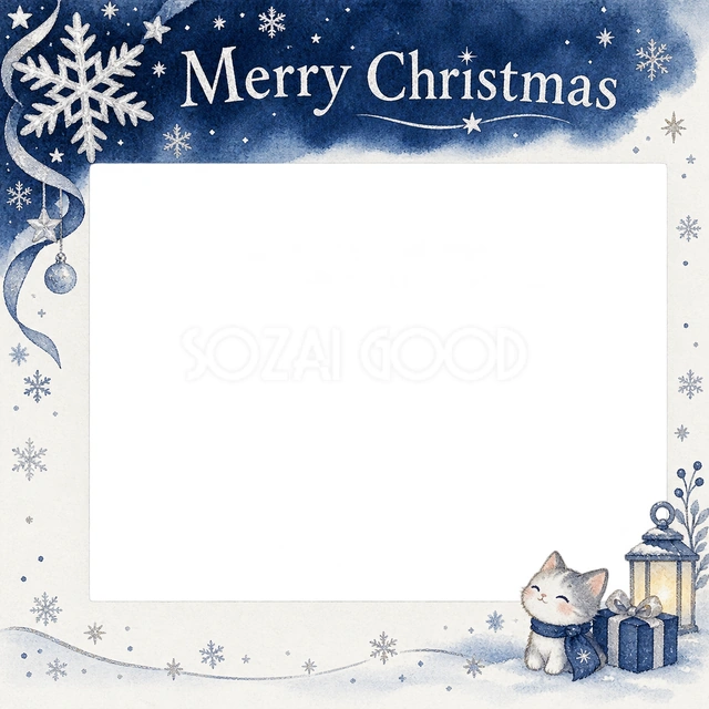 銀の雪結晶のクリスマスイラスト