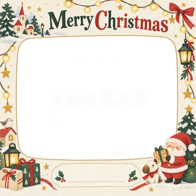 光のガーランドのクリスマスイラスト