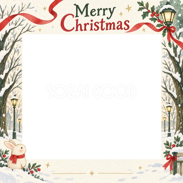 冬の並木のクリスマスイラスト