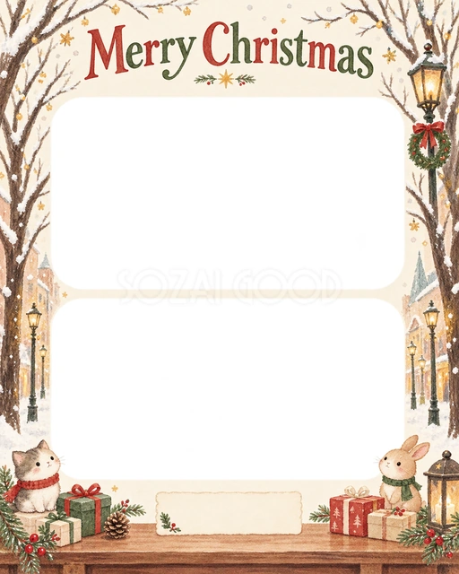 冬の並木のクリスマスイラスト