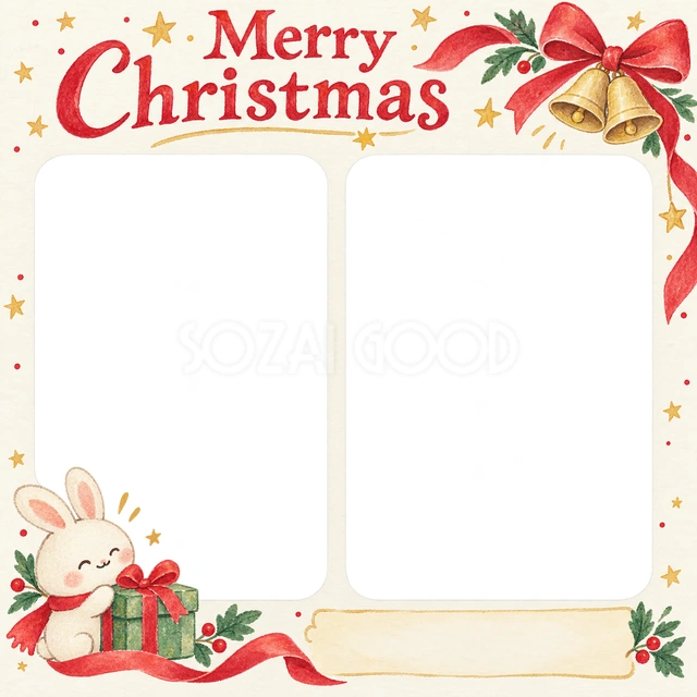 リボンとベルのクリスマスイラスト