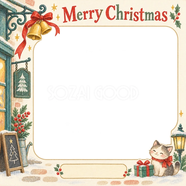 リボンとベルのクリスマスイラスト