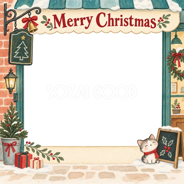 小さな看板の飾りのクリスマスイラスト