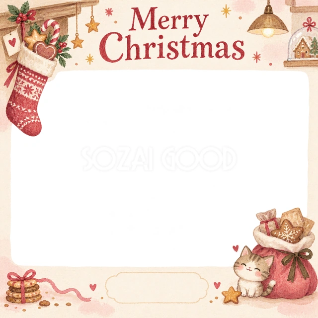 くつしたと袋のクリスマスイラスト