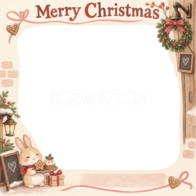 入口の小さなリースのクリスマスイラスト