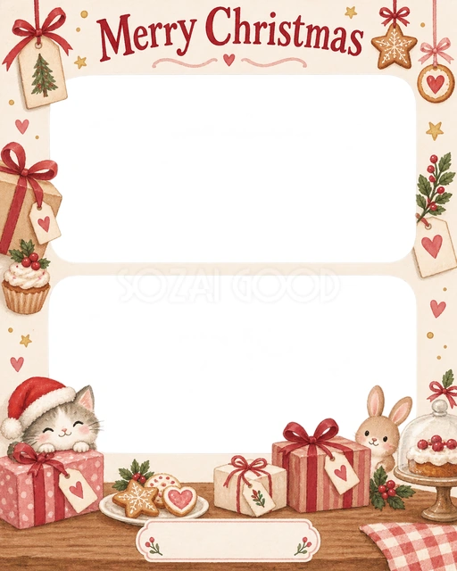 贈り物とタグのクリスマスイラスト