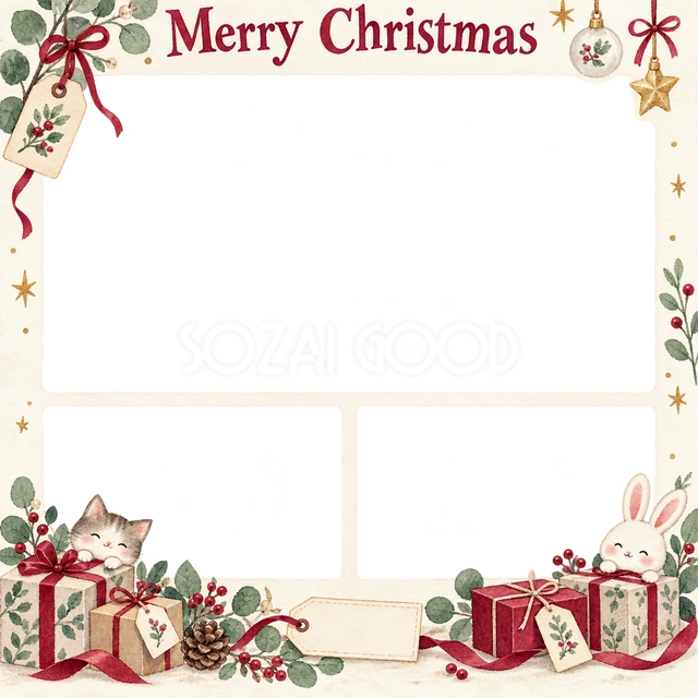 贈り物とタグのクリスマスイラスト