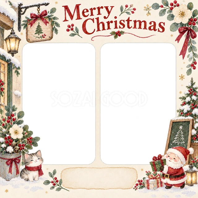 小さな看板の飾りのクリスマスイラスト