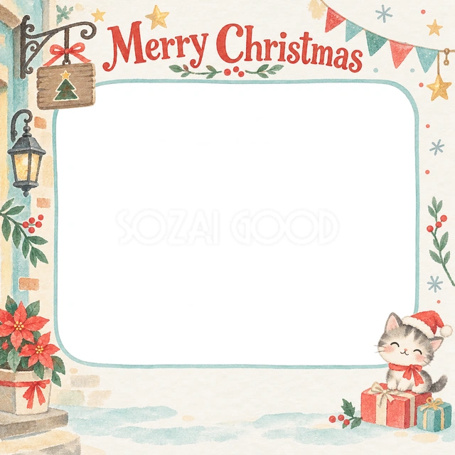 小さな看板の飾りのクリスマスイラスト
