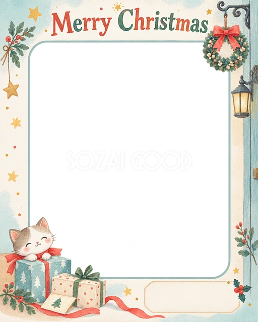 入口の小さなリースのクリスマスイラスト
