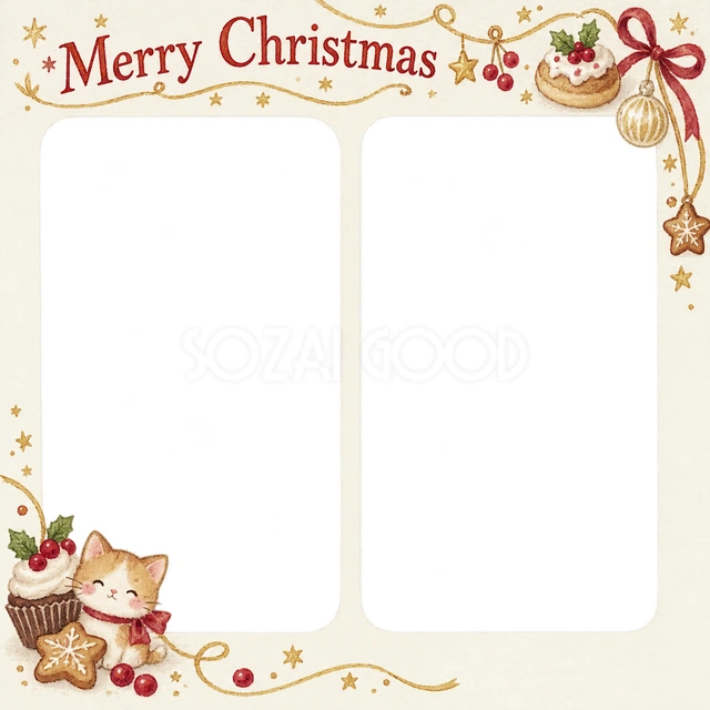 細い金の飾りのクリスマスイラスト