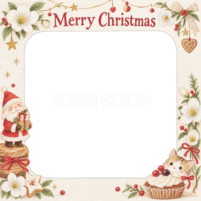 白い花のクリスマスイラスト
