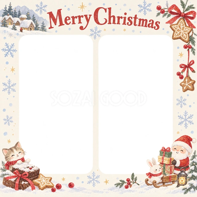 淡い雪の結晶のクリスマスイラスト