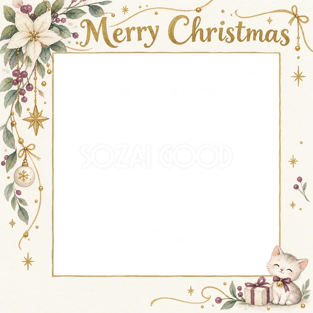 細い金の飾りのクリスマスイラスト