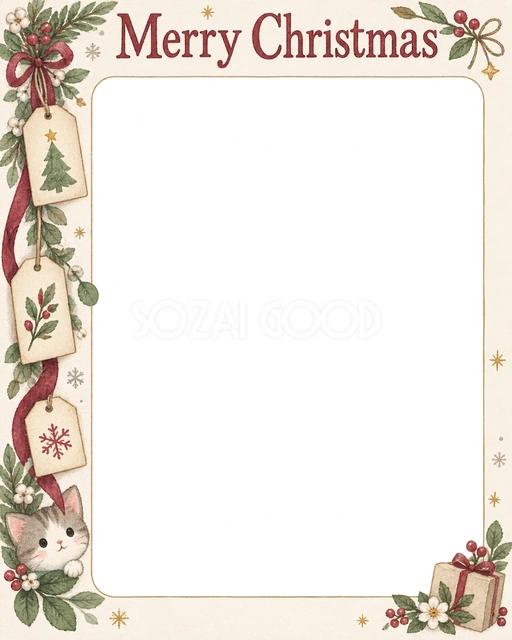 紙のタグのクリスマスイラスト