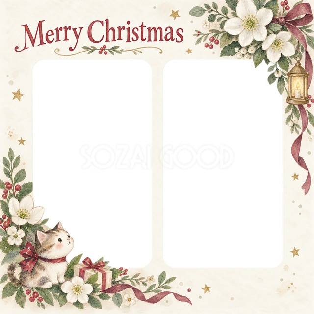 白い花のクリスマスイラスト