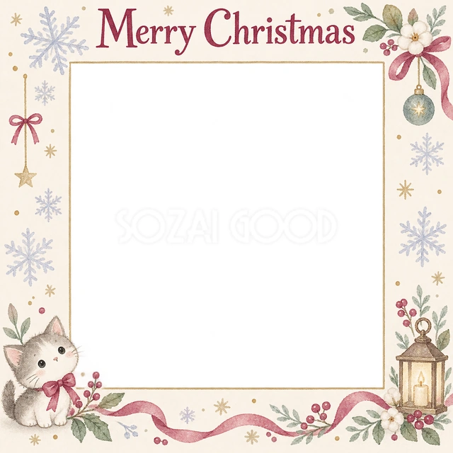 淡い雪の結晶のクリスマスイラスト