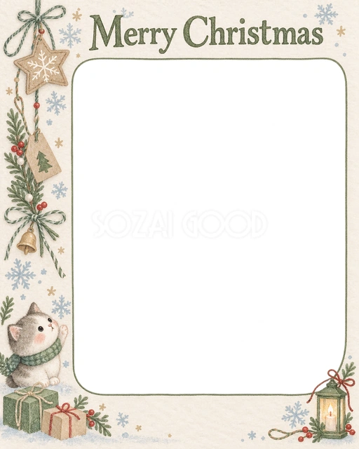 淡い雪の結晶のクリスマスイラスト
