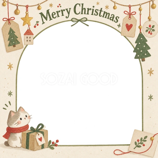 紙のタグのクリスマスイラスト