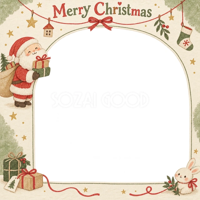 小さな赤いリボンのクリスマスイラスト