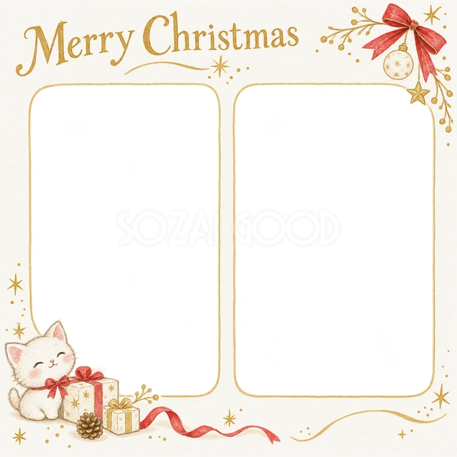 小さな赤いリボンのクリスマスイラスト