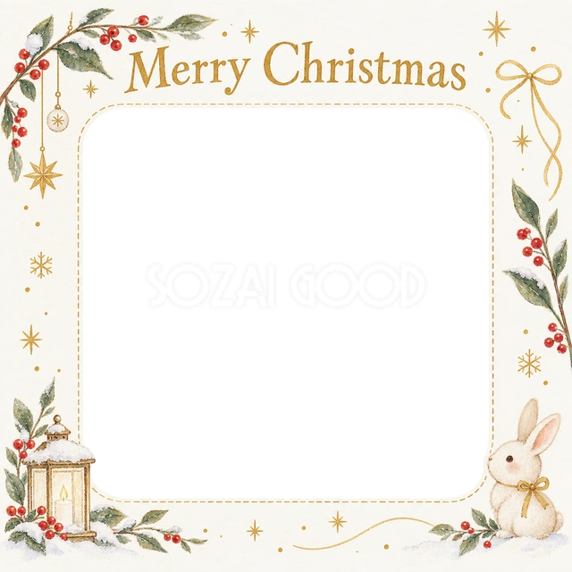冬の葉と実のクリスマスイラスト