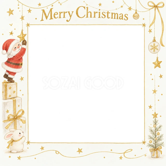 細い金の飾りのクリスマスイラスト