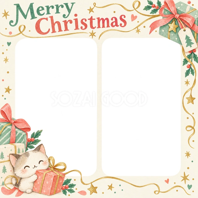 細い金の飾りのクリスマスイラスト