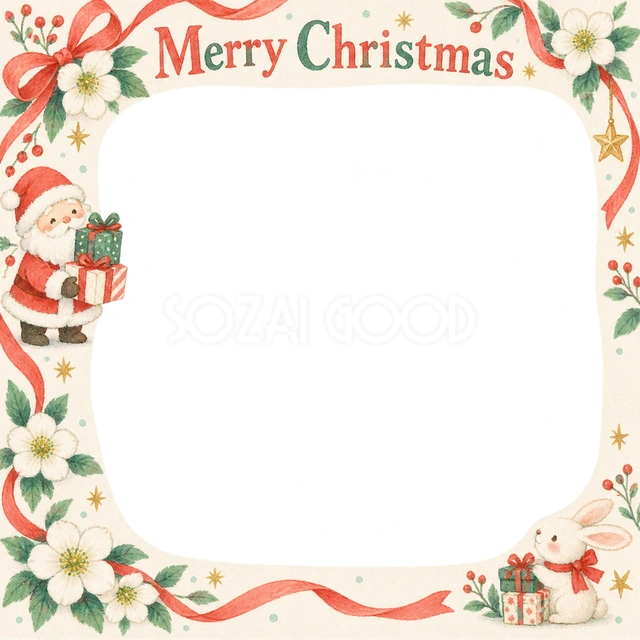 白い花のクリスマスイラスト