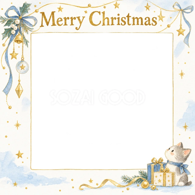 細い金の飾りのクリスマスイラスト