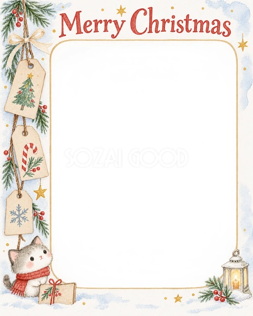 紙のタグのクリスマスイラスト