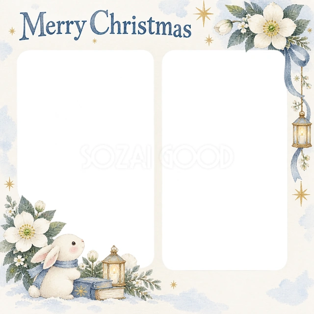 白い花のクリスマスイラスト