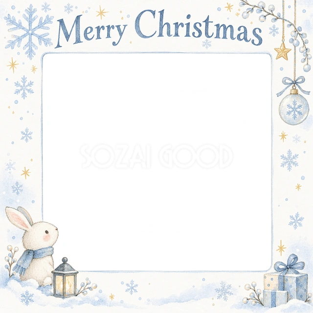 淡い雪の結晶のクリスマスイラスト