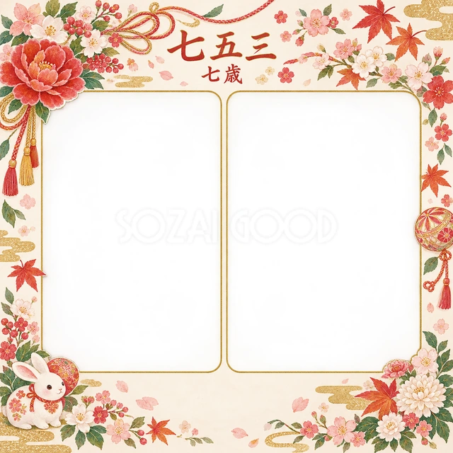 和の花束の七五三イラスト