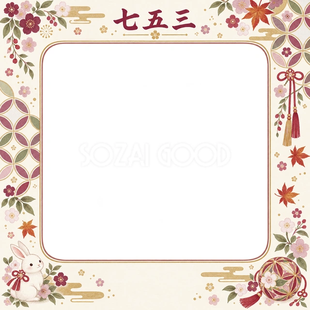 七宝と小花の七五三イラスト