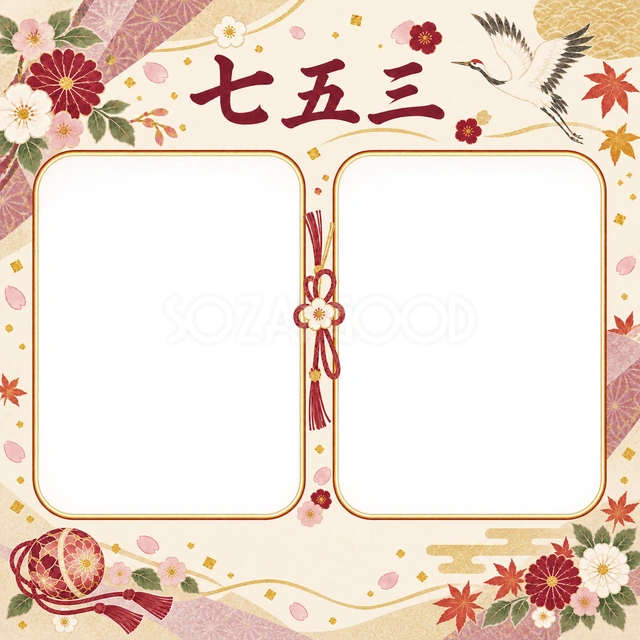和紙と結び紐の七五三イラスト