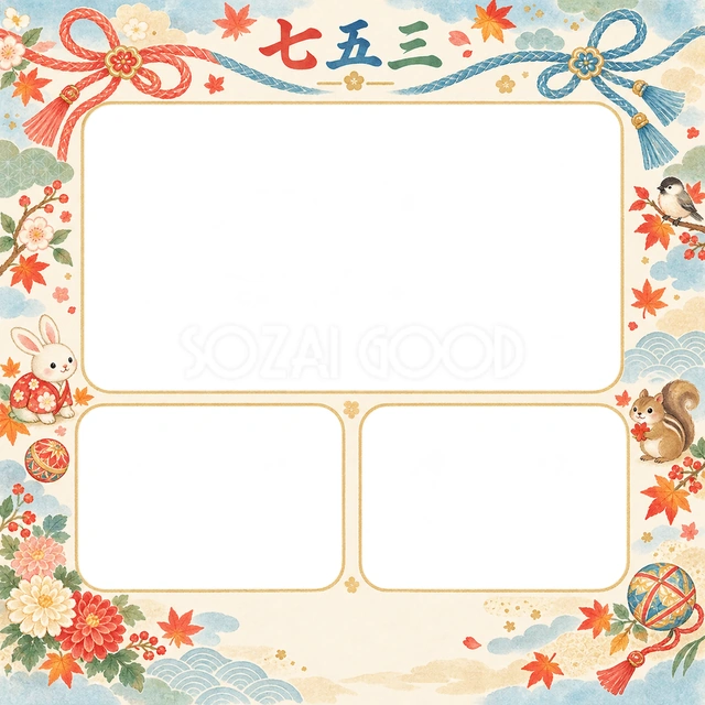 色違いの組紐の七五三イラスト