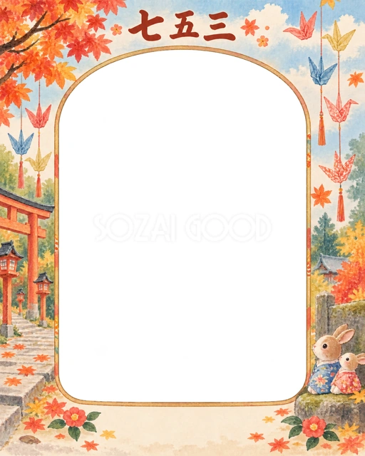 折り鶴の小道の七五三イラスト