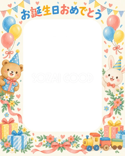 花輪のお祝いの誕生日イラスト