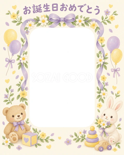花輪のお祝いの誕生日イラスト