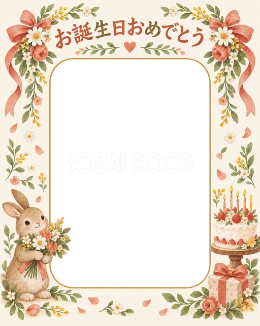 花輪のお祝いの誕生日イラスト