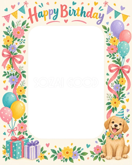 花輪のお祝いの誕生日イラスト