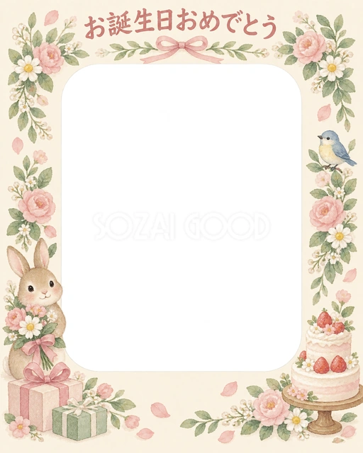 花輪のお祝いの誕生日イラスト