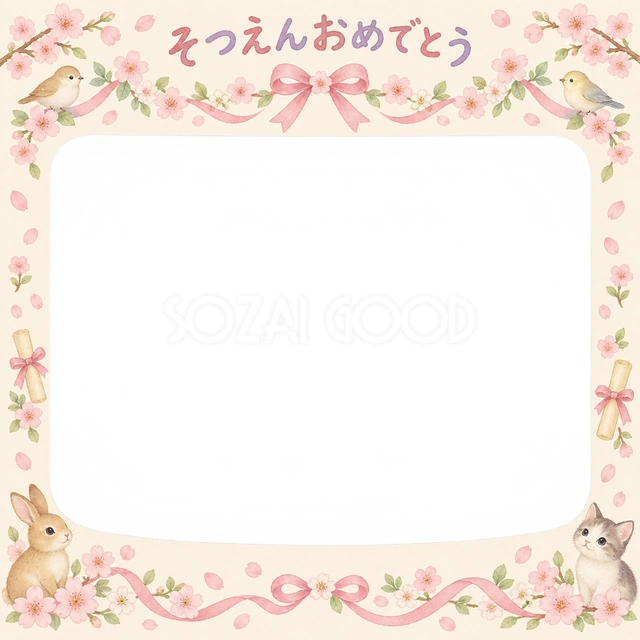 花のガーランドの卒園・卒業イラスト