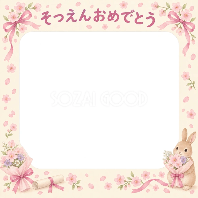 花束とリボンの卒園・卒業イラスト