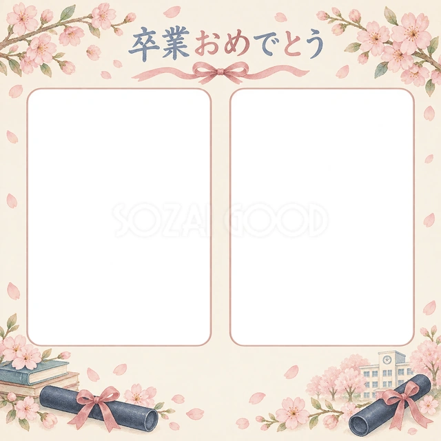 並んだ記念写真の卒園・卒業イラスト